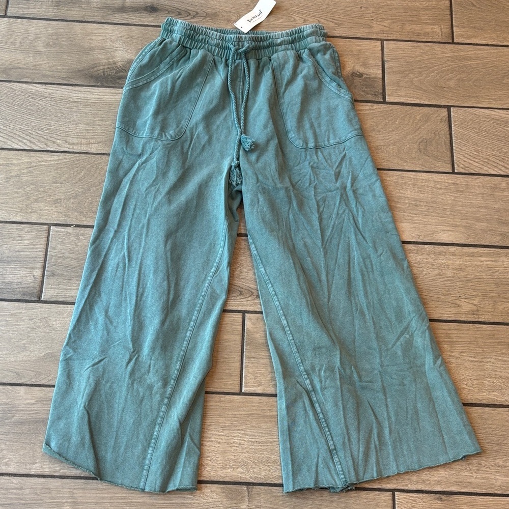 Three Bird Nest Relaxing Robin Wide Leg Pant Faded Teal Small - Picture 4 of 9